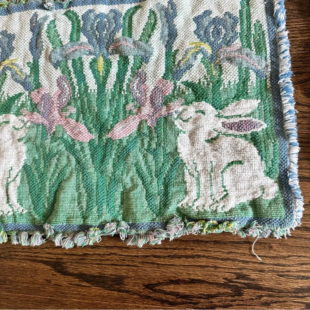 Vintage Park B. Smith woven placemats Bunny Tulip Cottage Tapestry pair
